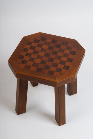 Veta Side Table in Wood with Chess Pattern
