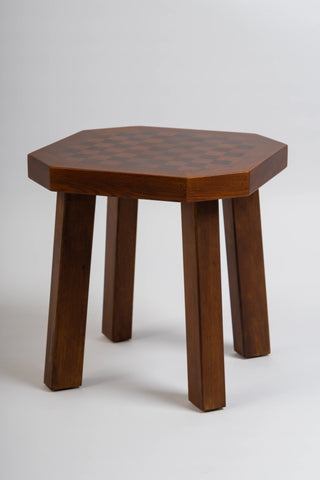 Veta Side Table in Wood with Chess Pattern